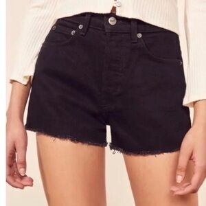 Reformation Dixie High Rise Lightly Distressed Jean Shorts